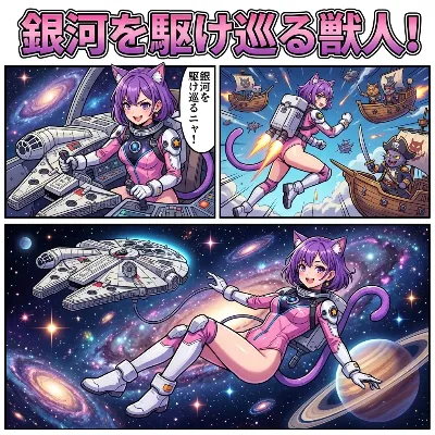銀河を駆け巡る獣人！(comic+img)