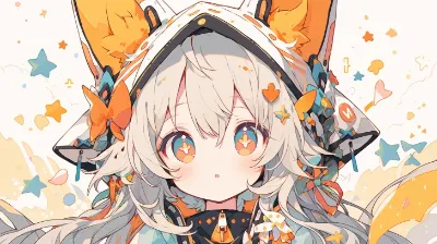 星の雨が降る夜の狐耳少女