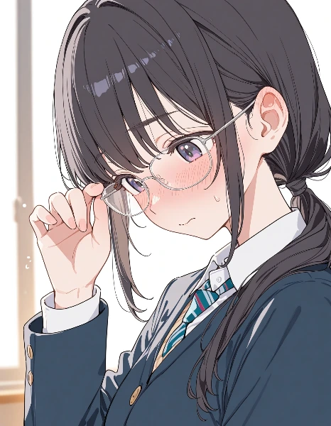 めがねっ子、照れる