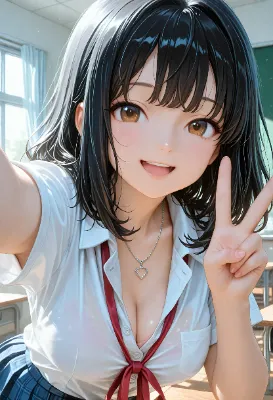 自撮りJKな黒髪美少女