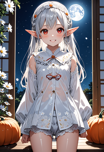 月夜のエルフとカボチャの約束