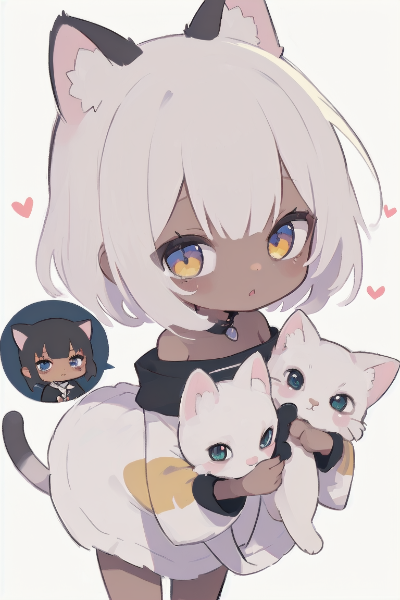 猫耳少女と白猫の優しい絆