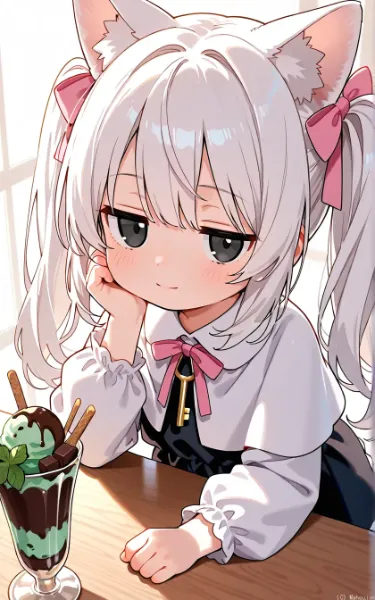 チョコミントアイス？とシロさん