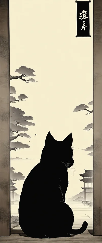 猫の掛け軸