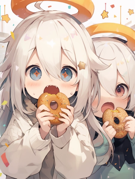 白髪ツインズ with ドーナッツ