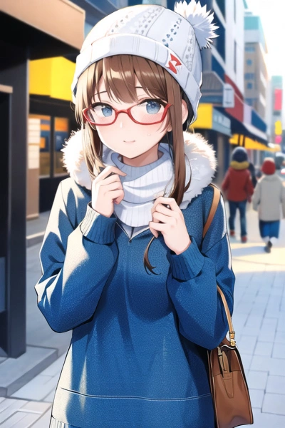 ニット帽のオタクちゃん