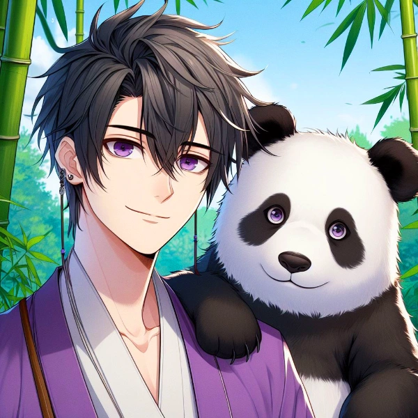 パンダと、チャイナ服の黒髪短髪男性★その2(20枚)