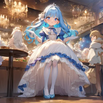 困り顔の青髪さん