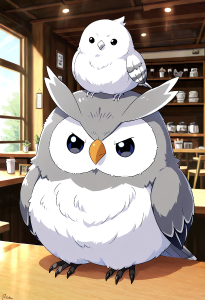 フクロウ✖️スズメ