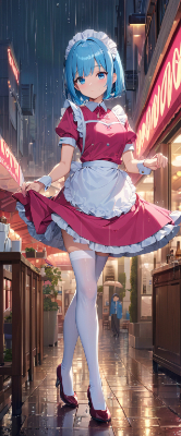 雨の夜のウエイトレスさん