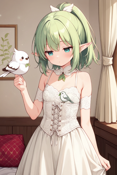 鳥の刺繍のコルセット