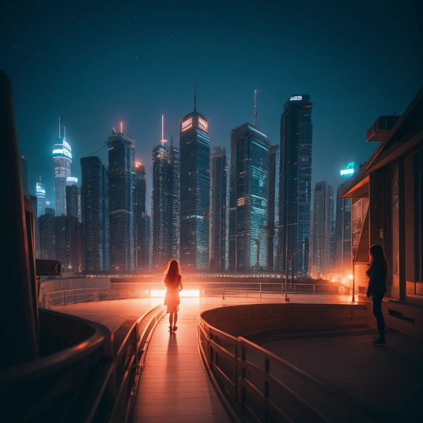 夜景の中の彼女