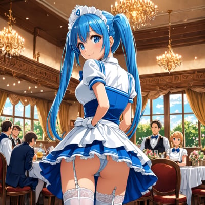 今日の青髪ウエイトレスさん