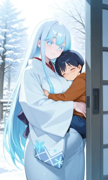 雪女と少年の温かな抱擁