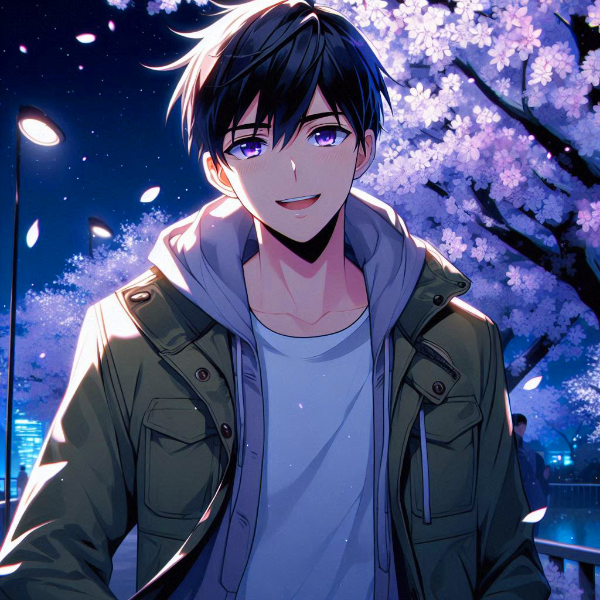 夜桜と、黒髪短髪男性＊その5(5枚)