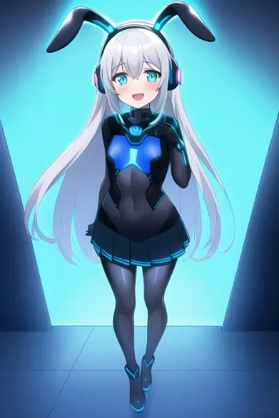 Cyber blue rabbit girl_01