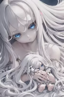 前を見つめる青い瞳の白髪幼女