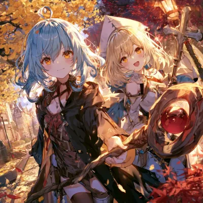 紅葉の灯火に輝く二人の冒険