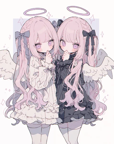 ピンク髪の双子天使