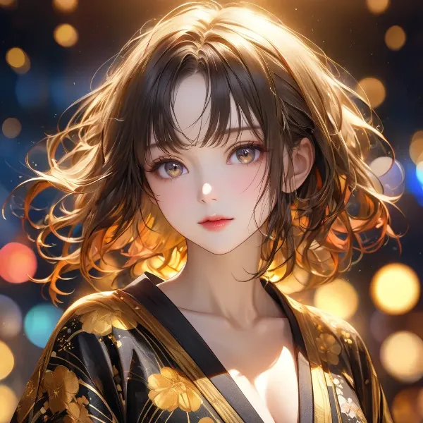 金色の夜に輝く美女