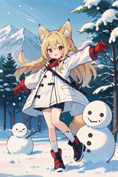 赤い手袋のきつね娘