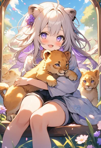 ホワイトライオンちゃんとちびライオン