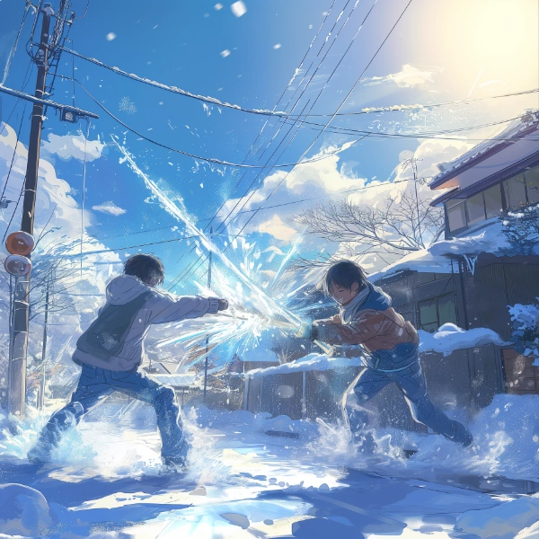 つららでチャンバラ