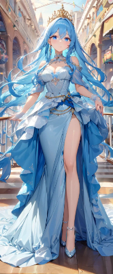 すてきな水色ドレスのプリンセス