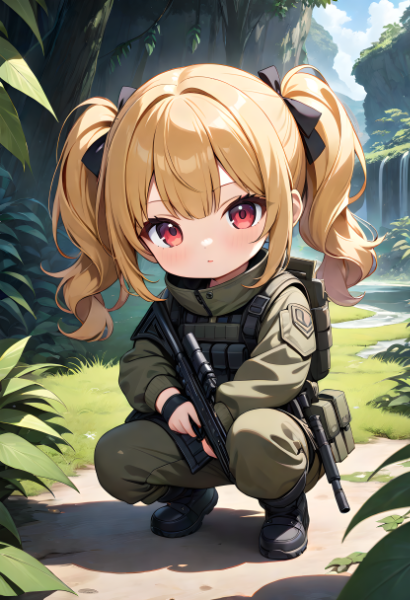 顔に迷彩色のお化粧は...無理だった...