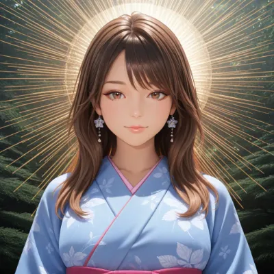 光輪を背負う和装の少女
