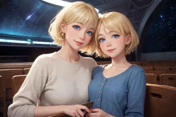 星空と金髪母娘