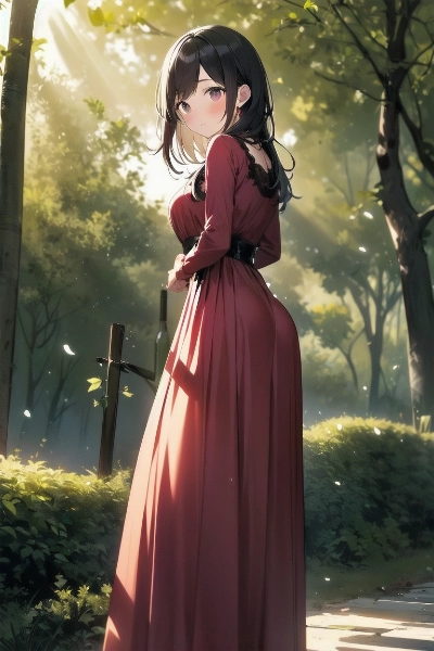 ワインレッドのロングドレス