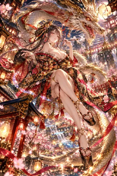 白龍と桜の龍宮幻想夜