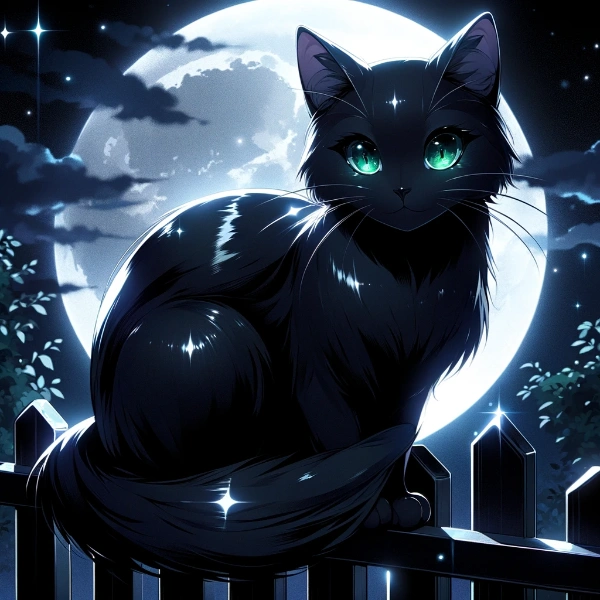 月夜の黒猫