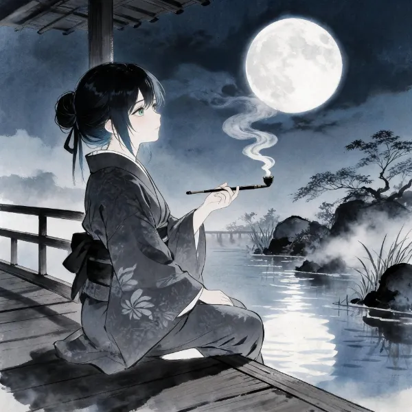 月下、煙管の叢雲