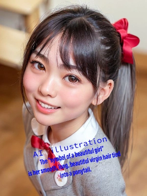 笑顔のポニーテール美少女