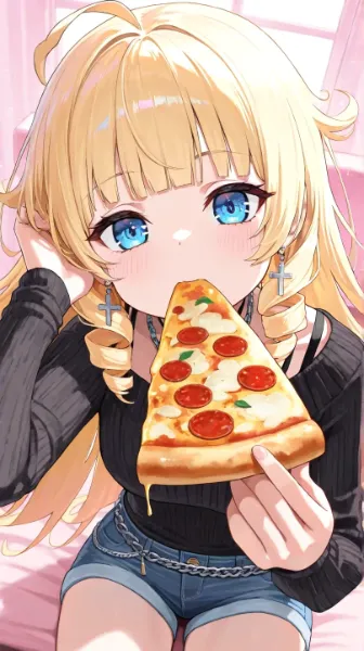 チキンピザうめぇ～ですわ！