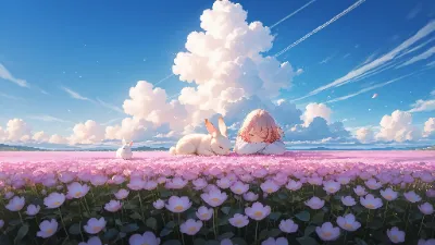 花畑の夢見る少女と白兎