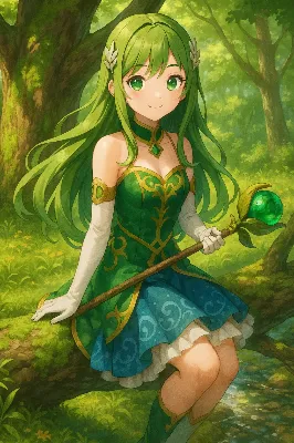 森にて一息つく魔法少女