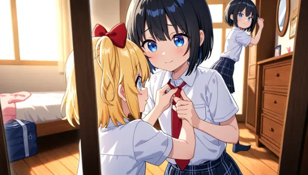 ちゃんと結んであげるからねー