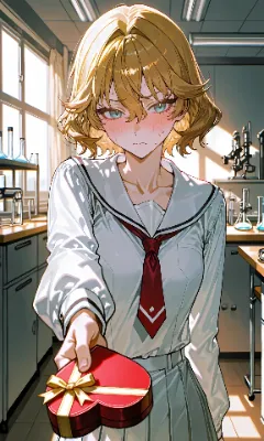 金髪セミショートウェーブ　バレンタイン