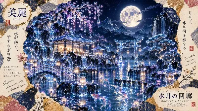 月明かりに浮かぶ幻想の水回廊