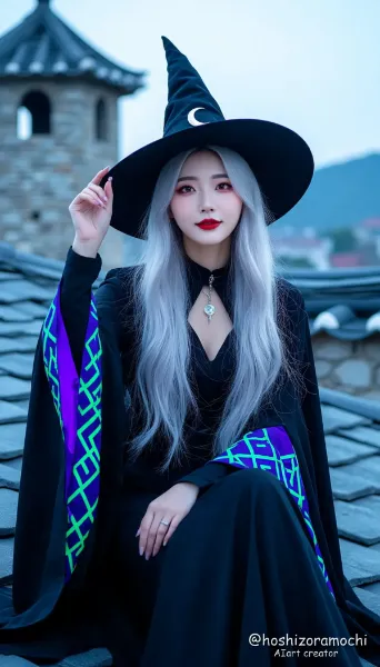 魔女の夜宴、紫煙に溶ける瞳 - Witches' Night Banquet, Eyes Melting in Purple Smoke