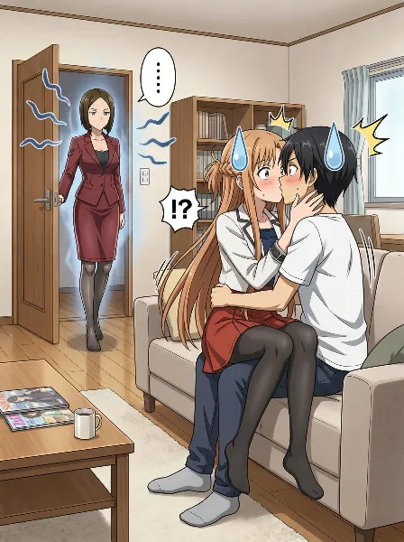 部屋でキスをしていたら京子ママに見られてしまった！