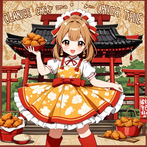 チキン愛溢れる神社メイド