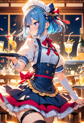 メイド風制服のウエイトレスさん