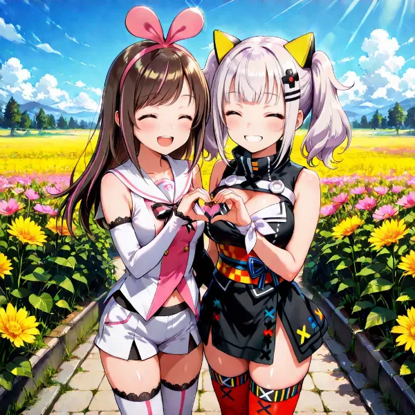 キズナアイ×輝夜月 二人でハート