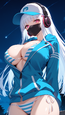 白髪ちゃん×ヘッドホンマスク