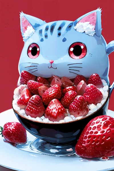 ねこのカップと砂糖いちご🍓