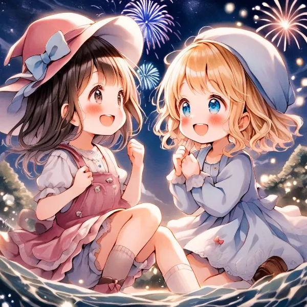 黒髪＆ブロンド・花火大会